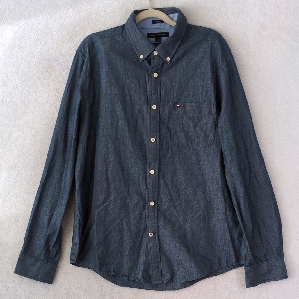 Tommy Hilfiger‎ Men's Blue Peppy Button Up Shirt Size L